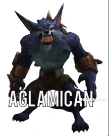 a picture of a werewolf with the words " aglamican " on the bottom