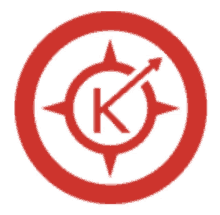 a red circle with the letter k in the center