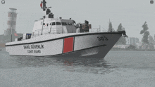 a boat that says sahil güvenlik coast guard on the side