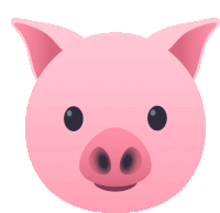 a pink pig 's face is shown with a smile on its face