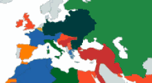 a map of europe showing various colors and states