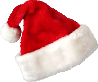 a red santa hat with a white border