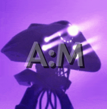 a purple background with the word a:m on it