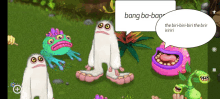 a screenshot of a video game with a speech bubble saying bang ba-bang