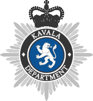 the kavala department logo has a crown and a lion on it