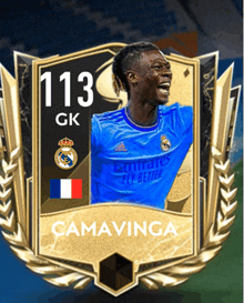 a card for camavinga with the number 113 gk on it