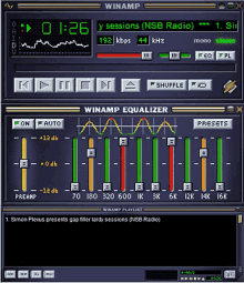 a winamp playlist is displayed on a computer screen