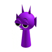 a purple cartoon character with horns and eyes