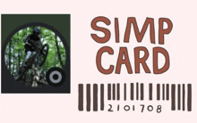 a simp card with a picture of a person on a bike in the background