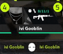 a screenshot of a video game with the name ivi goblin on it