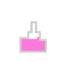 a pixel art drawing of a pink bottle with a gray border and a gray handle .