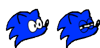 a cartoon drawing of a blue sonic the hedgehog with braces on his teeth