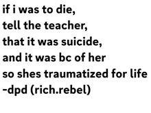 if i was to die tell the teacher that it was suicide