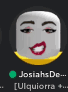 a picture of a white face with red lips and the name josiahs on it