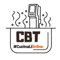 a logo for cbt cucinalionline shows a thermometer and steam coming out of it