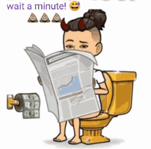 a cartoon of a man reading a newspaper on a toilet