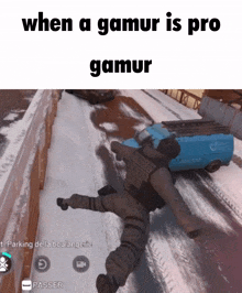 a screenshot of a video game with the words when a gamur is pro gamur