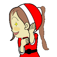 a cartoon of a girl in a santa outfit