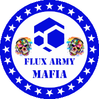 a logo for flux army mafia with two skulls