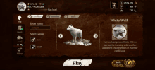 a screenshot of a game with a white wolf