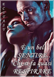 a poster of a man and a woman with the words " e un bel sentire "