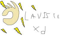 a drawing of a hand with lightning bolts around it and the words laviste xd