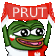 a green frog is holding a red and white flag and a banner that says prut .