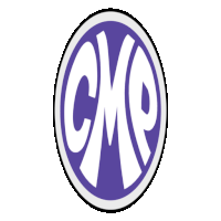 a purple and white logo that says cmp in a circle