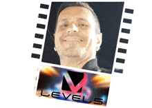 a man is smiling in front of a levels sign