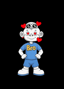 a cartoon character is wearing sunglasses and a shirt that says bro