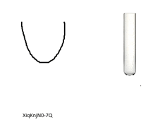 a drawing of a necklace and a test tube with the letters i and u visible