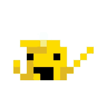 a pixel art drawing of a yellow whale with a crown on its head