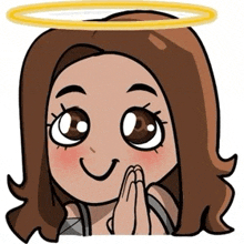 a cartoon of a girl with a halo on her head .