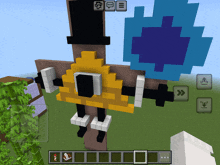 a screenshot of a minecraft game shows a bill cipher figure