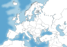 a map of europe with a blue border