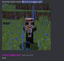 a screenshot of a person in a suit holding a clock in a minecraft world