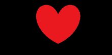 a red heart on a black background with a white border