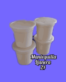 four plastic cups of mantequilla llanera for 2 dollars