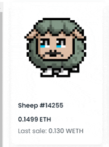 a pixel art of a sheep with a mustache