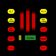 a black background with red buttons that say alt aux and oil press