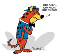 a cartoon of a dog with duke written on the bottom