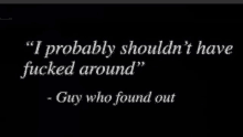 a quote that says " i probably shouldn t have fucked around "