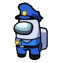 a pixel art of a police officer in among us .