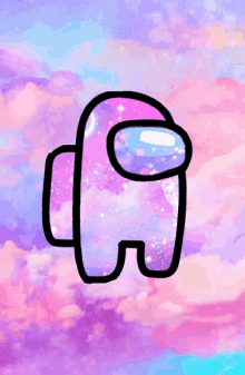 a drawing of a among us character on a pink and purple background