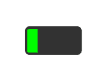 a black and green battery icon with a green stripe on the bottom .