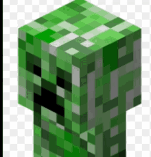 a green minecraft creeper with a black nose