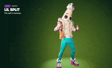 a video game character named lil split is wearing a banana costume