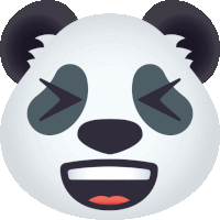 a panda bear with closed eyes and a smile on its face