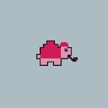 a pixel art drawing of a pig wearing a santa hat smoking a pipe