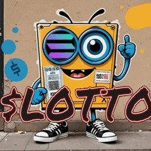 a cartoon drawing of a monster with the word lotto written below it